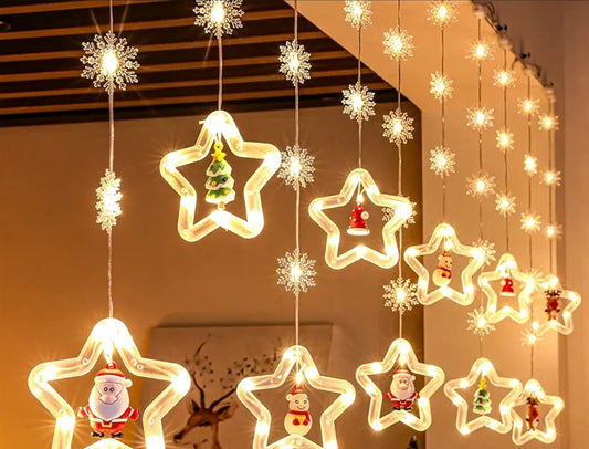 Guirnalda estrella navidad 3 metros cálidas