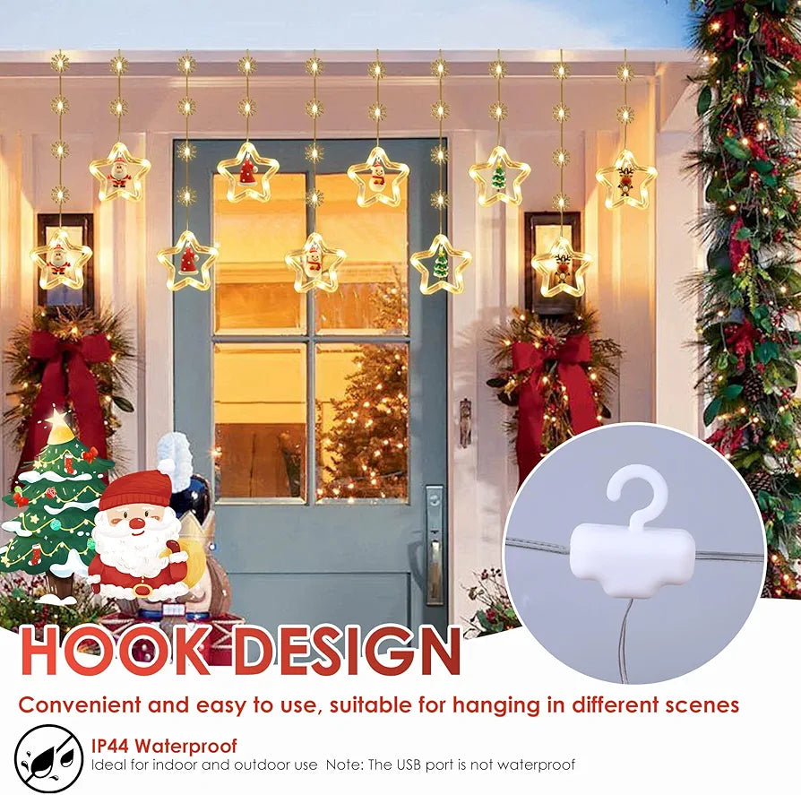 Guirnalda estrella navidad 3 metros cálidas