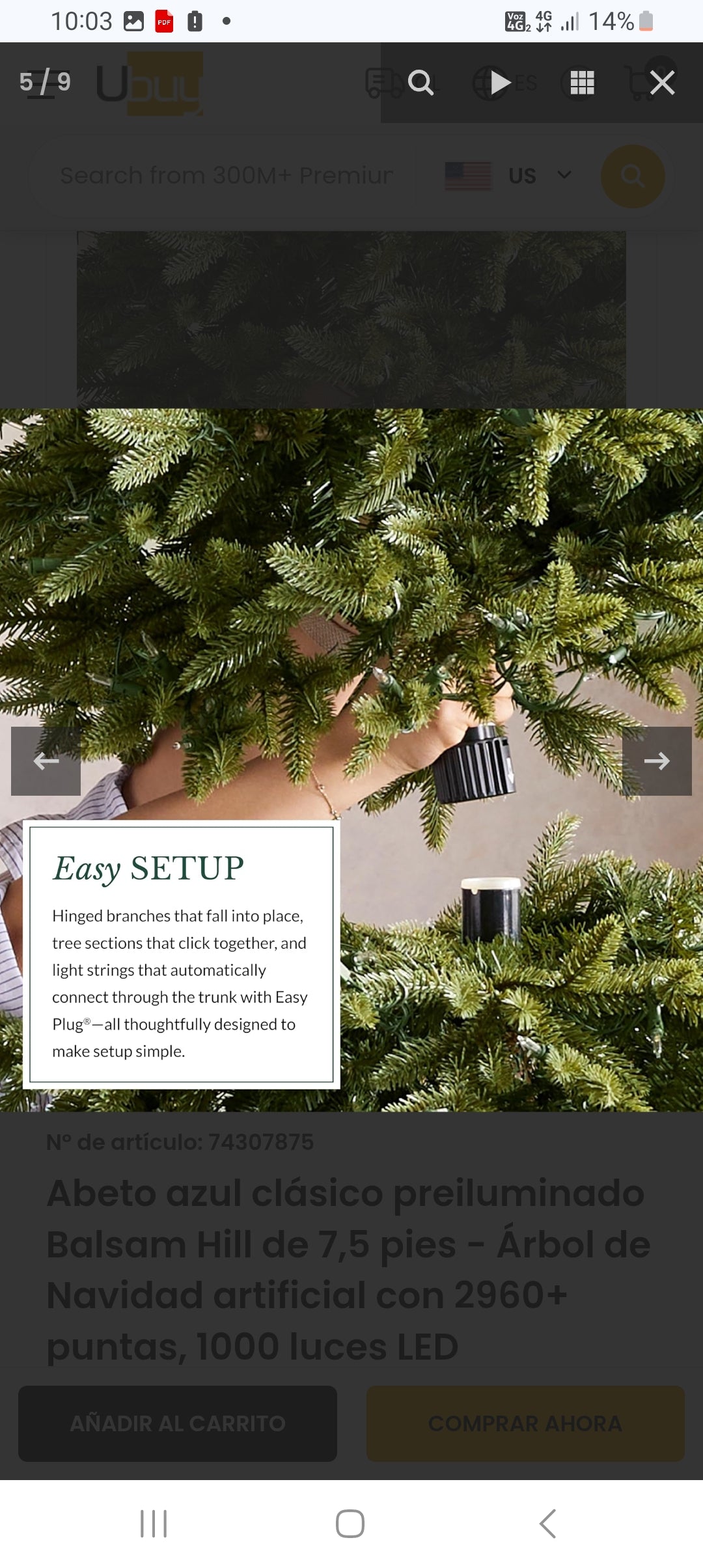 Arbol de navidad americano 2.30 mt única unidad